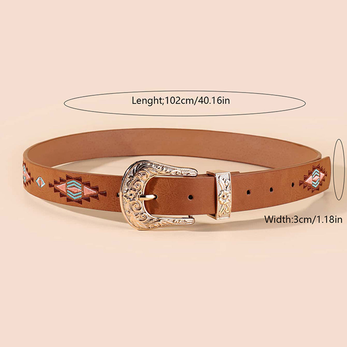 Western Embroided Belt / Tan - Mama & Ivy