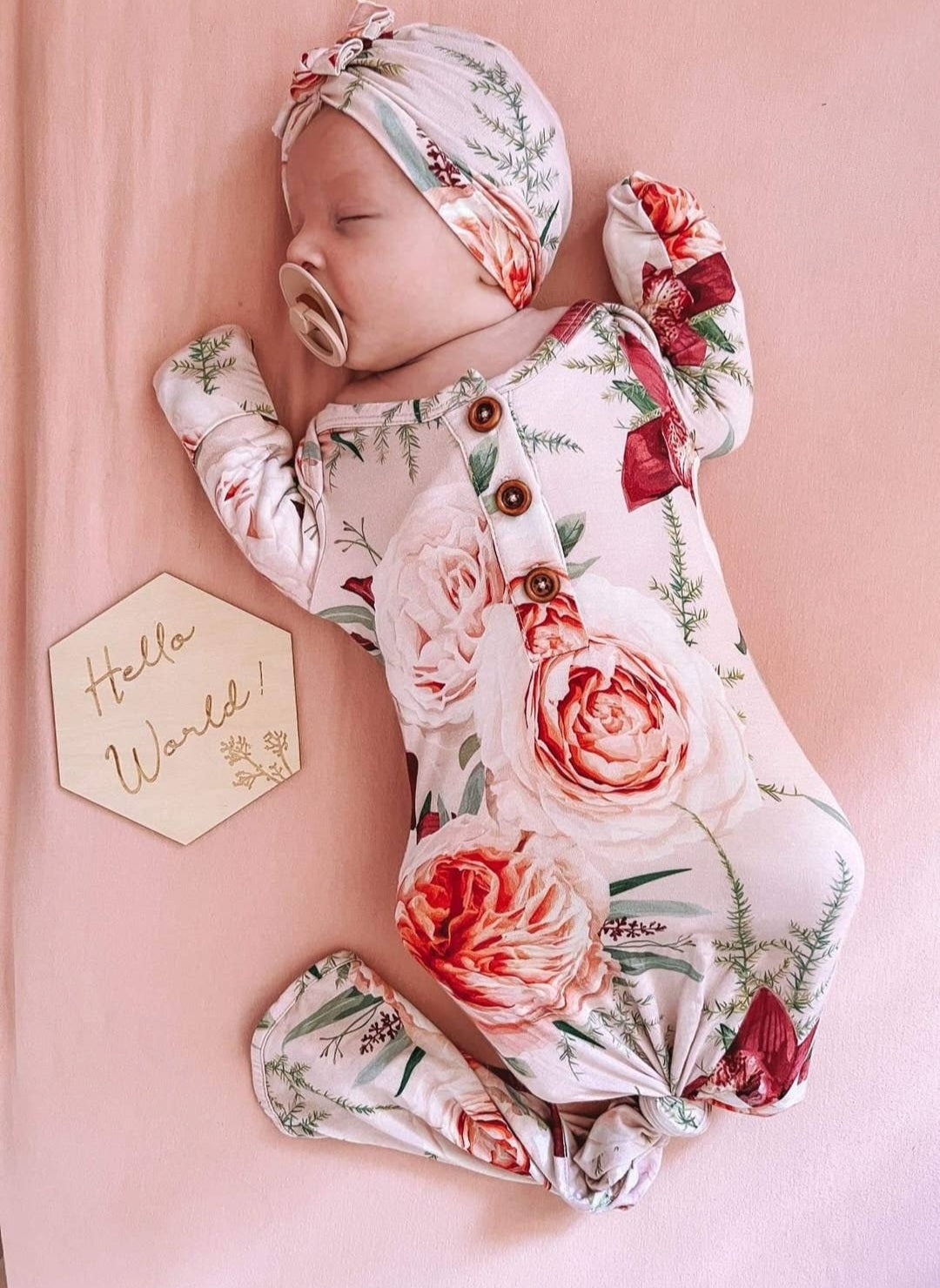 Floral knotted shop baby gown