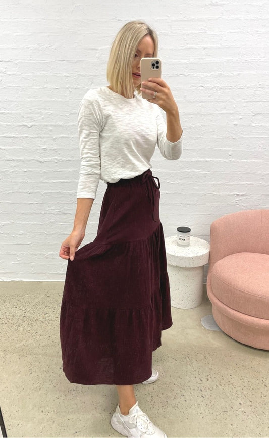 Chocoholic Linen Maxi Skirt - Mama & Ivy