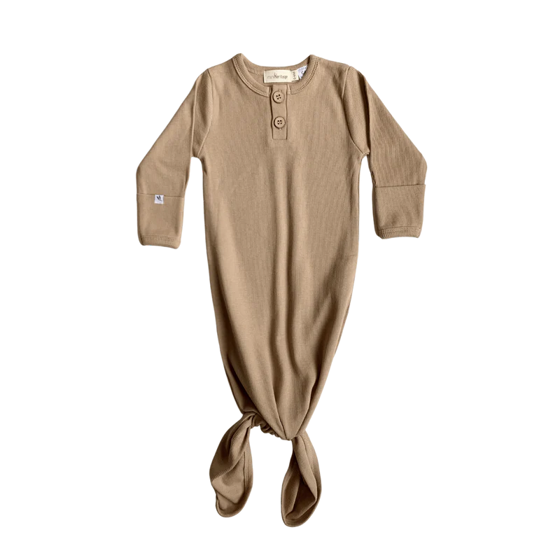 Ribbed Organic Gown / Chestnut - Mama & Ivy