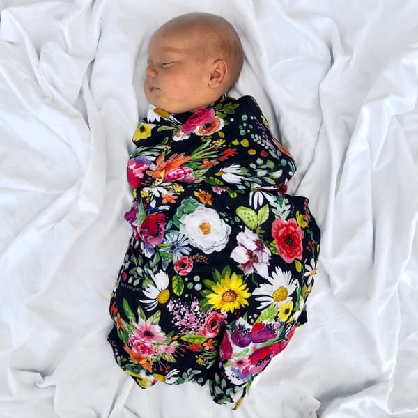 Watercolour Floral Muslin Swaddle - Mama & Ivy