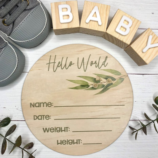 Eucalyptus Birth Announcement Plaque - Mama & Ivy