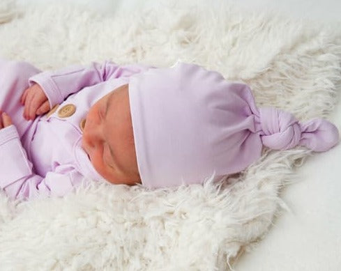 Lilac Top Knot Hat - Mama & Ivy