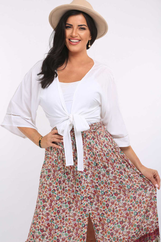 Charlie Wrap Top White - Mama & Ivy